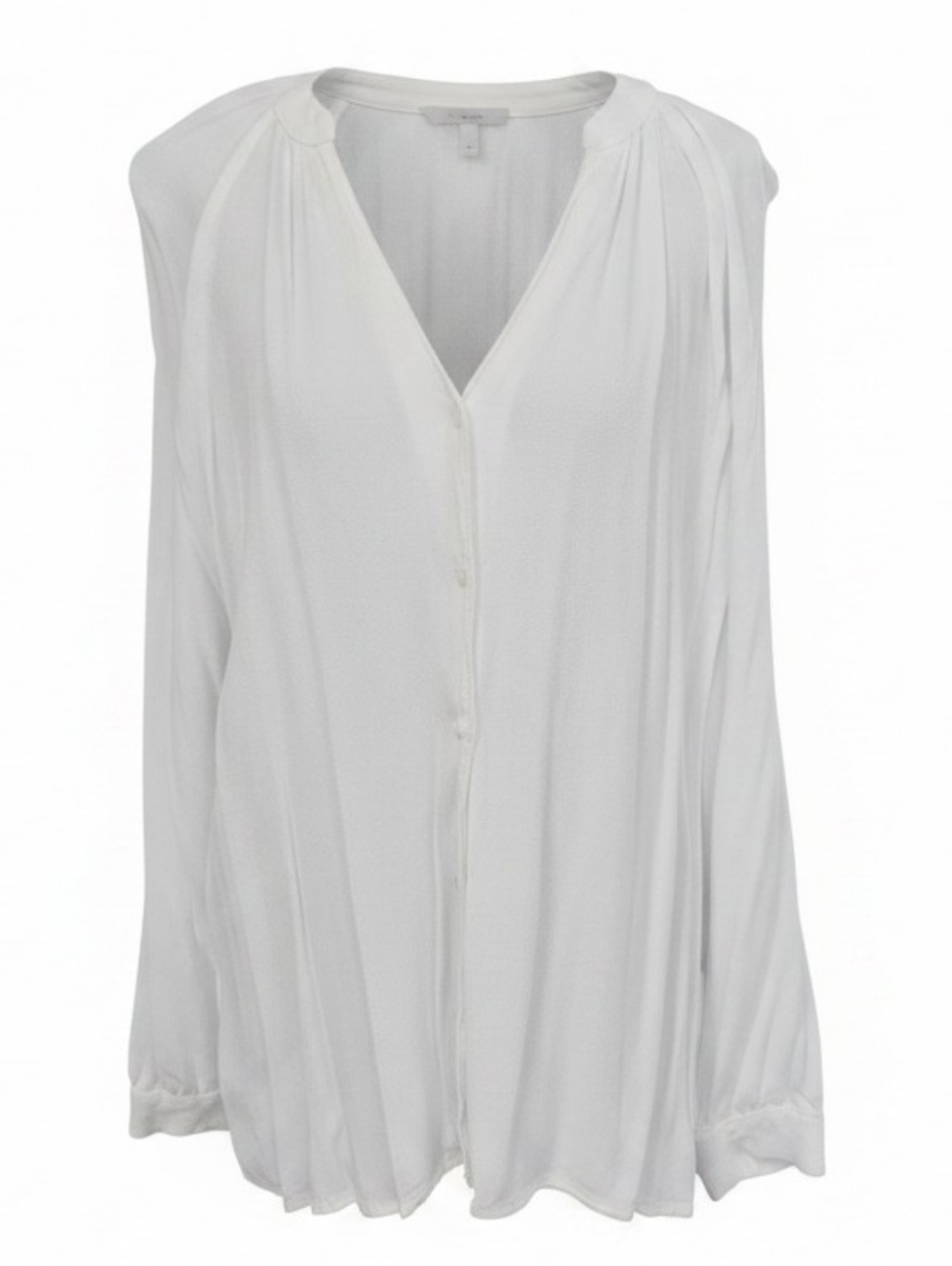 Old Navy White Long Sleeve Buttoned V-Neck Blouse XL